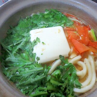 豆腐入り鍋やきうどん